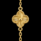 S7" | Crimson Clover Red Five-Motif Bracelet in 10K Yellow Gold