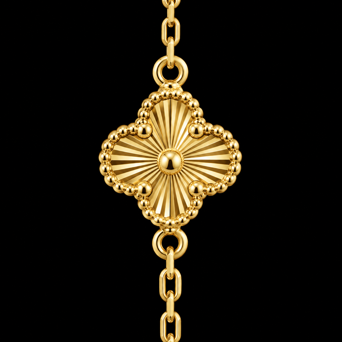 S7" | Crimson Clover Red Five-Motif Bracelet in 10K Yellow Gold