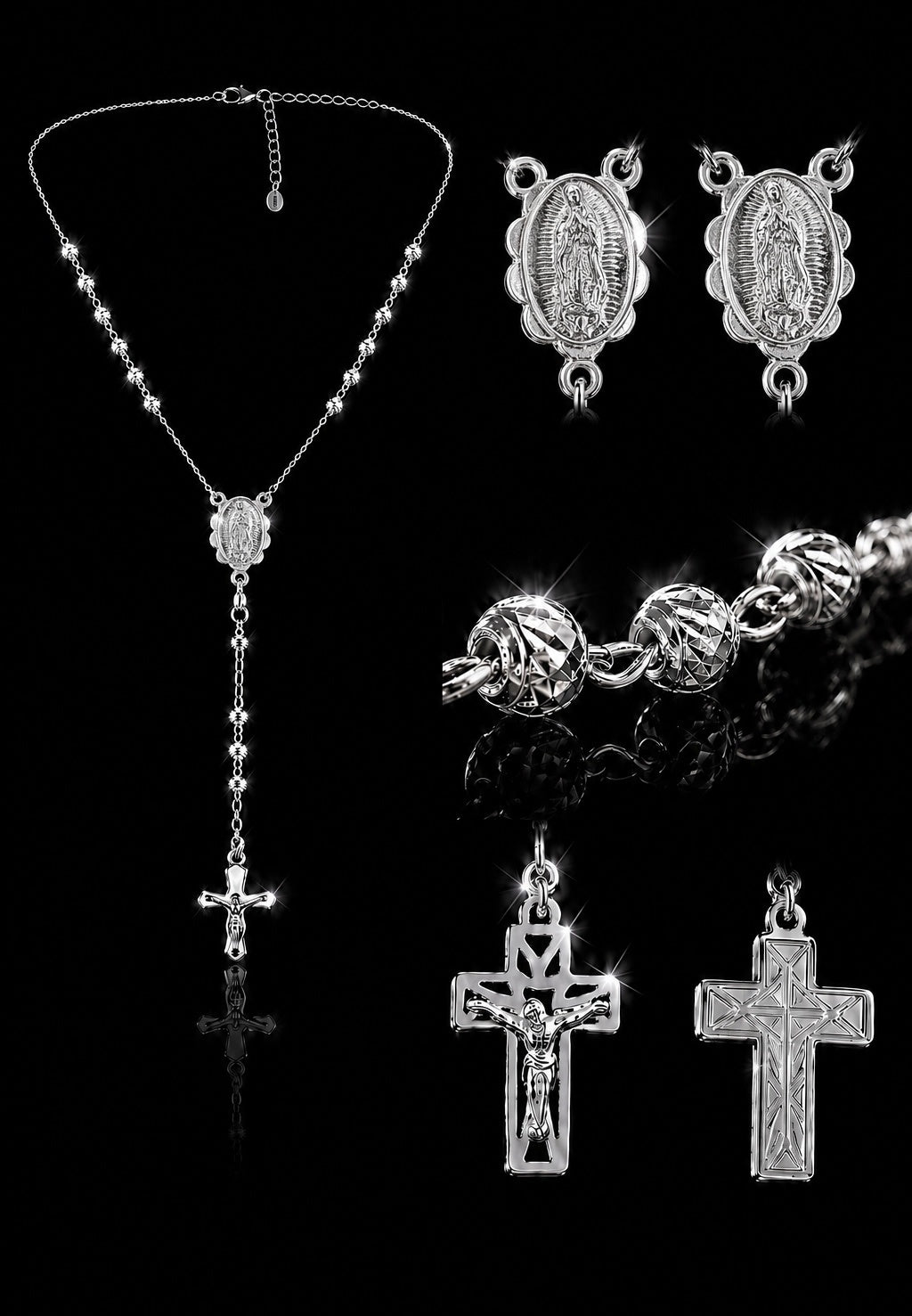Guadalupe Rosary Drop Necklace – 925S | 20” Adjustable