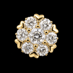 925 Sterling Silver Gold Plated Moissanite Heart Accent Floral Cluster Stud Earrings – 0.48 CTW