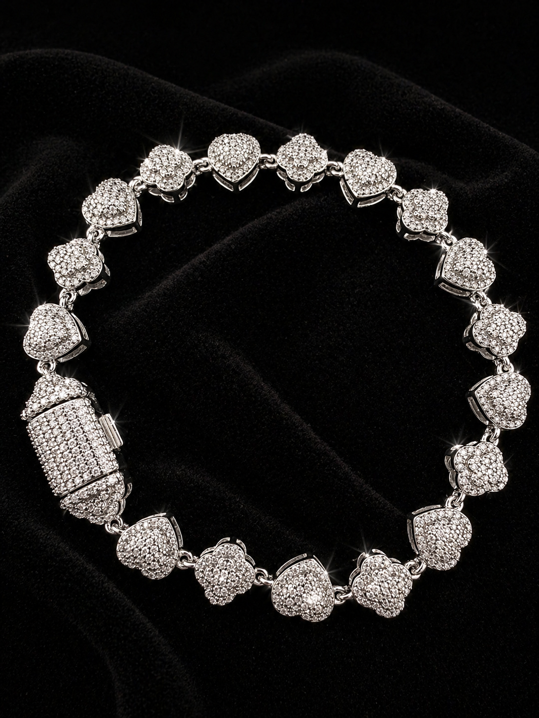 Heart Link Moissanite Bracelet – 925S | 8.5" | VVS-D