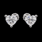 Lusso Amore Heart Moissanite Stud Earrings – 925 Sterling Silver