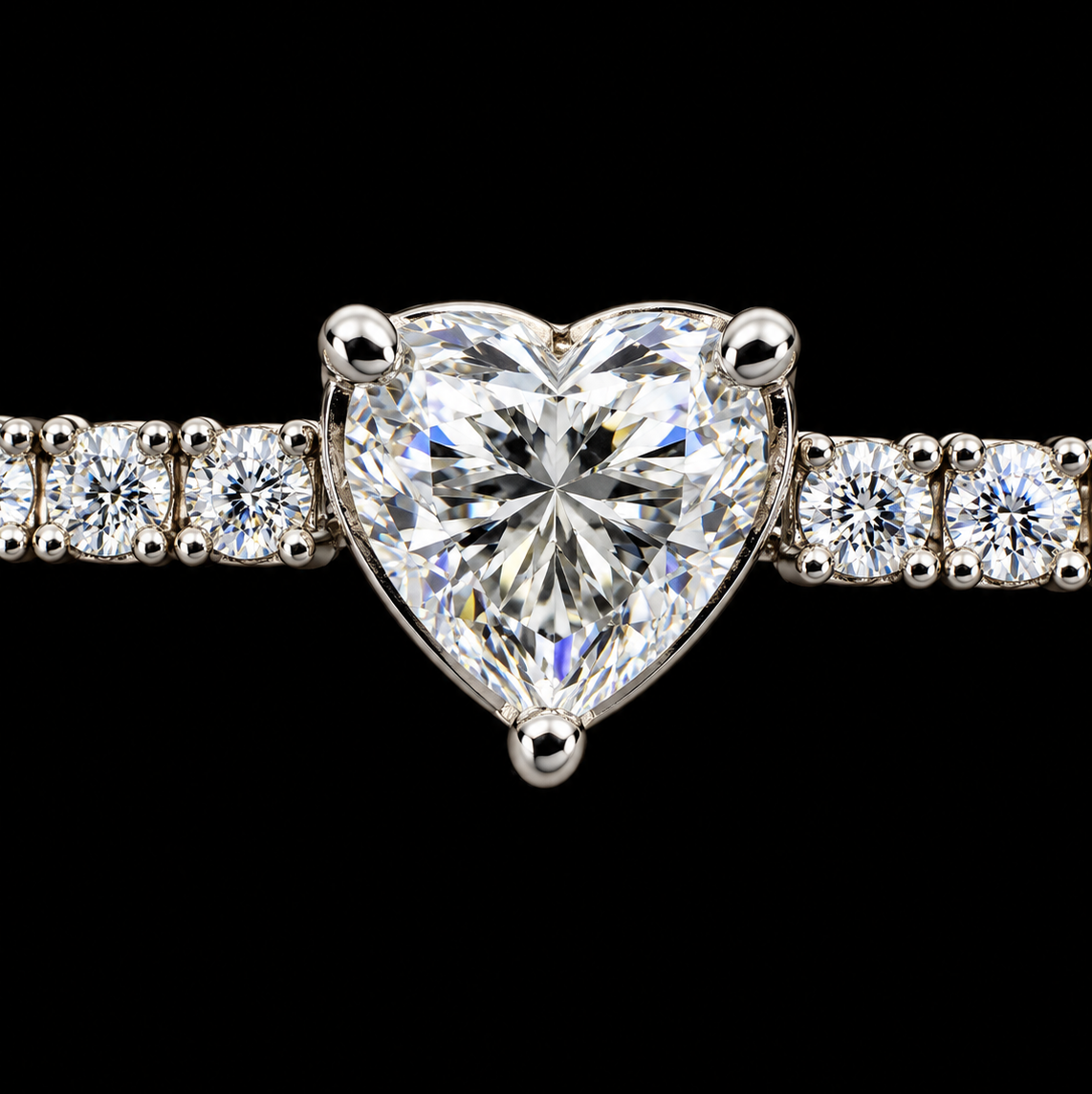 S7 | Lusso Amore Triple Heart Moissanite Tennis Bracelet – 925 Silver | 4.29 CTW