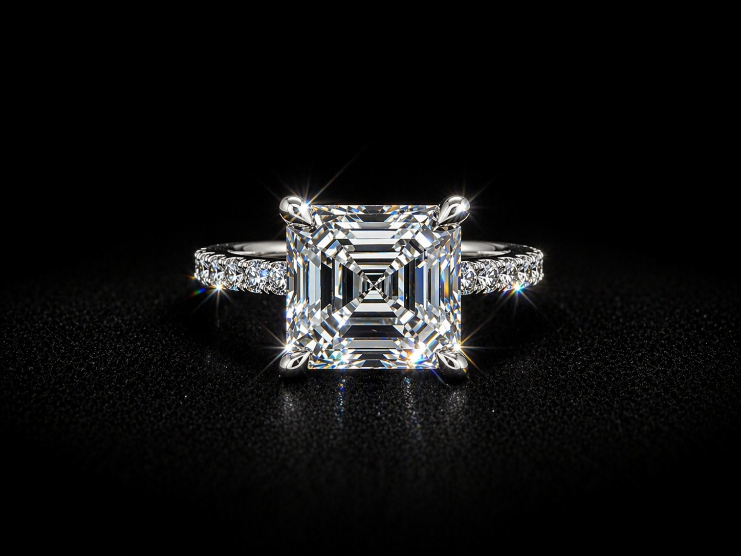 Imperial Asscher Moissanite Solitaire Ring Size 7