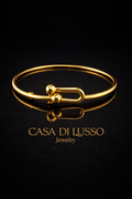 Italian 18K Gold Minimalist Link Bangle – 8”