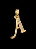 Initial “A” 18K Gold CZ Pendant