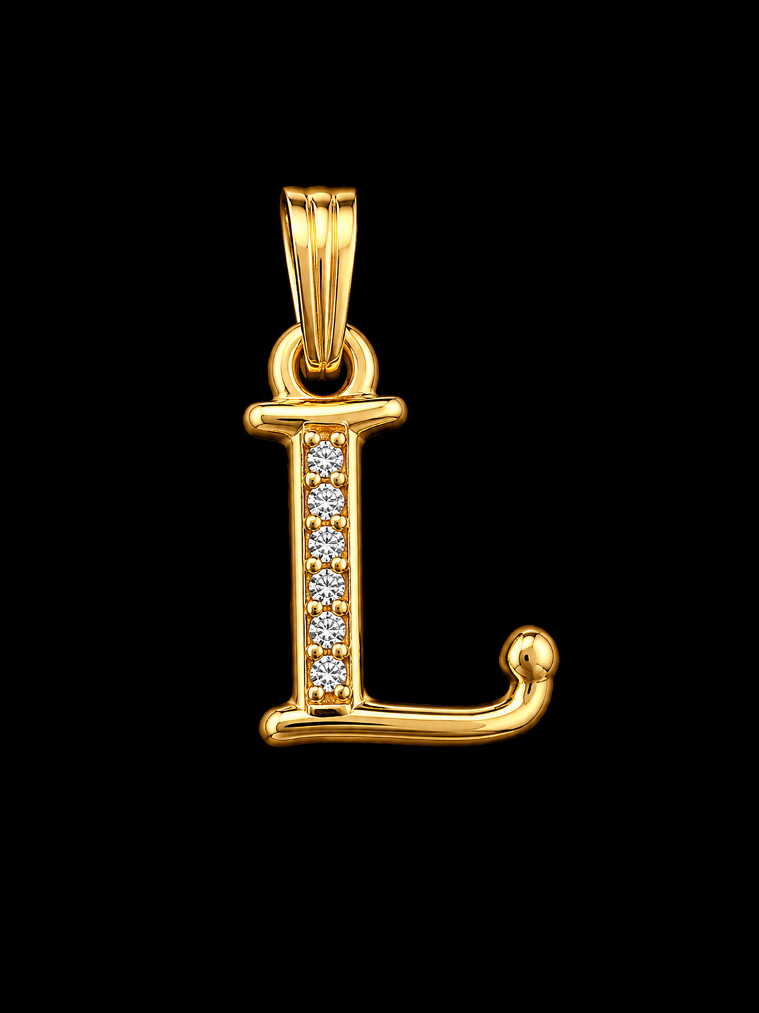 Initial “L” 18K Gold CZ Pendant