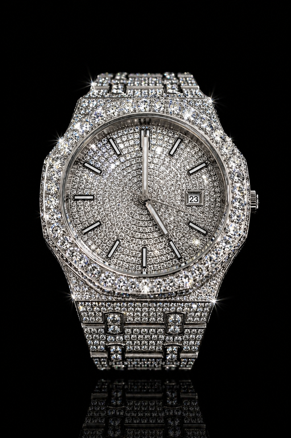 Moissanite Iced-Out Stainless Steel Luxury Watch