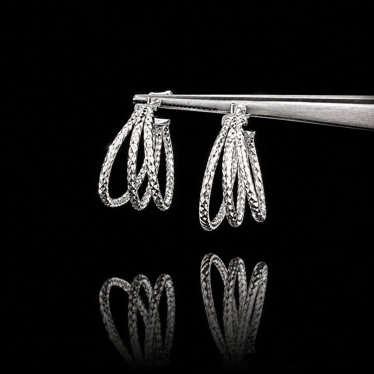 Multi-Link Textured Earrings – 925S