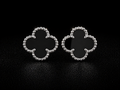 Noir Black Clover Silver Stud Earrings | 925S