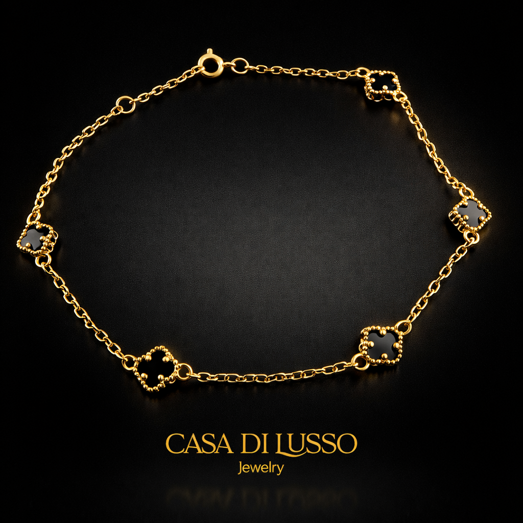 Black Clover Signature Bracelet – 18K Italian Gold- 8"