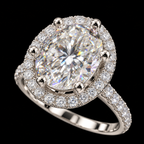 S8 | Lusso Étoile 925 Sterling Silver Oval Halo Moissanite Ring – 2.36 CTW