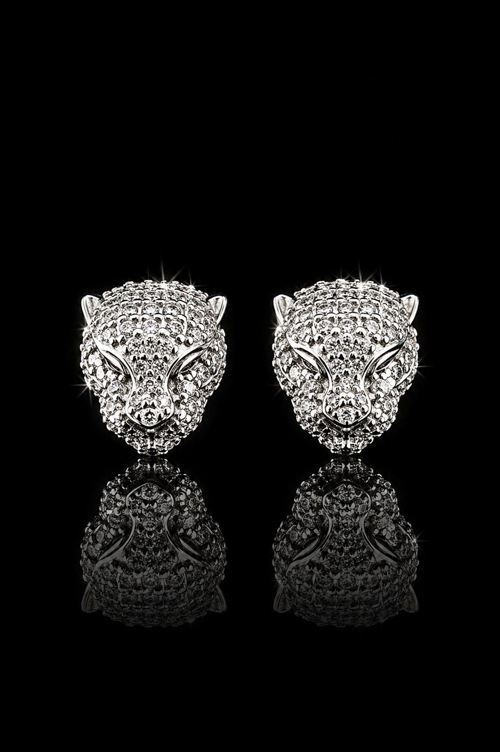 Panther Head Stud Earrings – Moissanite | 925S