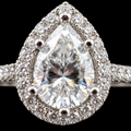Lusso Celeste 925 Sterling Silver Pear Halo Moissanite Ring – 1.90 CTW