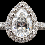 Lusso Celeste 925 Sterling Silver Pear Halo Moissanite Ring – 1.90 CTW