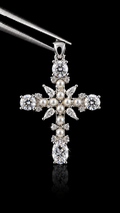Pearl Cross Pendant – Moissanite | 925S