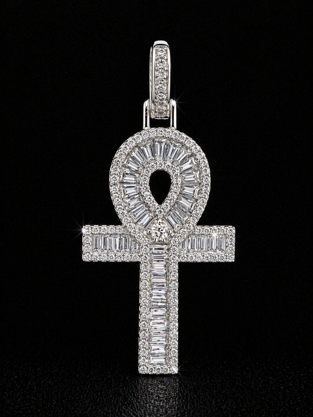 Pharaoh Ankh Moissanite Pendant