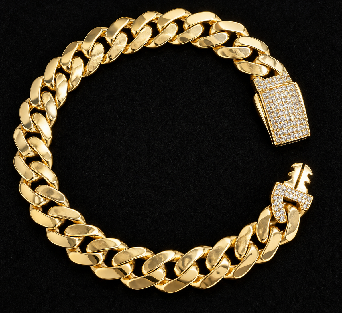 9mm, 7.5" | 10K Yellow Gold Miami Cuban Link Bracelet with CZ Clasp