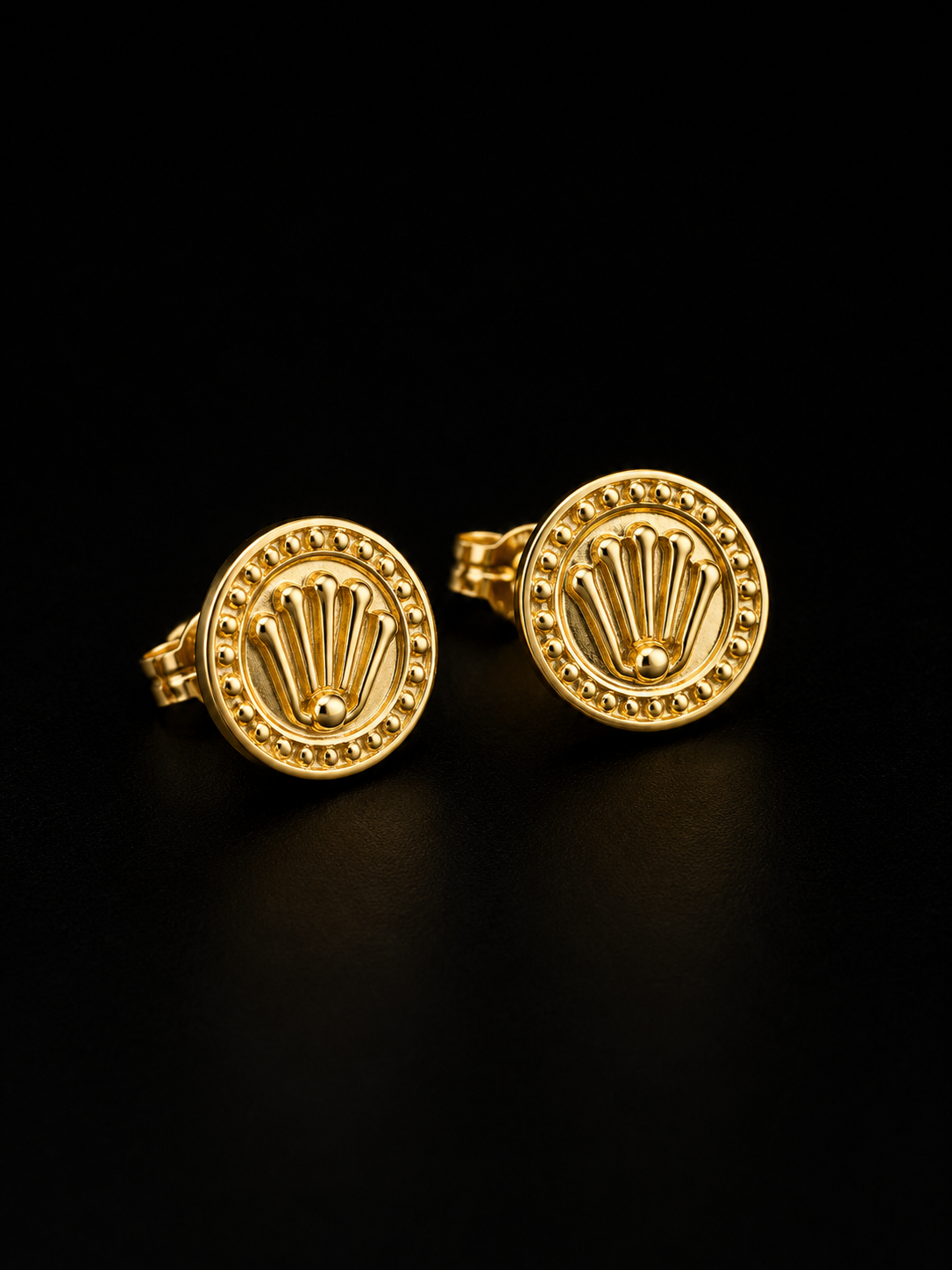 Royal Crown 18K Gold Stud Earrings
