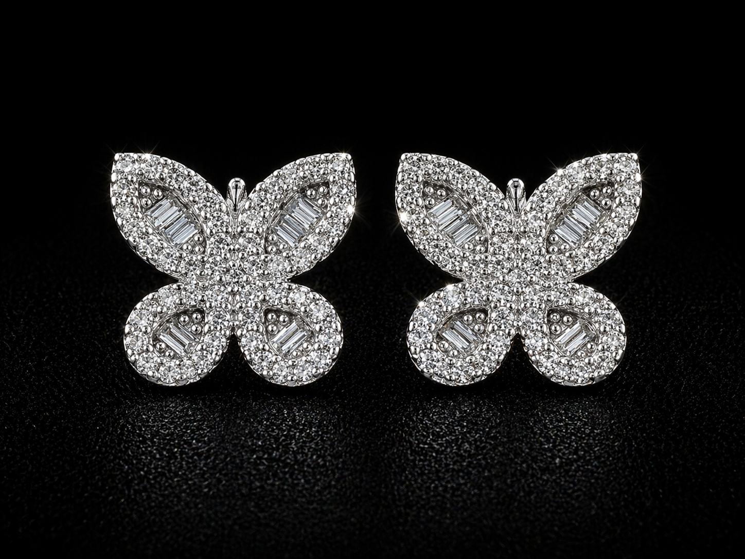 Radiant Butterfly Moissanite Stud Earrings