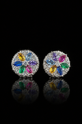 Rainbow Flower Stud Earrings – Moissanite | 925S | VVS-D