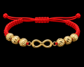 18K Yellow Gold Infinity Red Macramé Bracelet