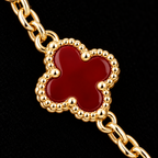 S17.5" | Crimson Clover Red Seven-Motif Necklace in 10K Yellow Gold