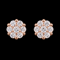 925 Sterling Silver Rose Gold Plated Moissanite Floral Cluster Stud Earrings – 0.48 CTW