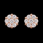 925 Sterling Silver Rose Gold Plated Moissanite Floral Cluster Stud Earrings – 0.48 CTW