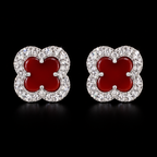 Lusso Fiore Clover Moissanite Stud Earrings – 925 Sterling Silver