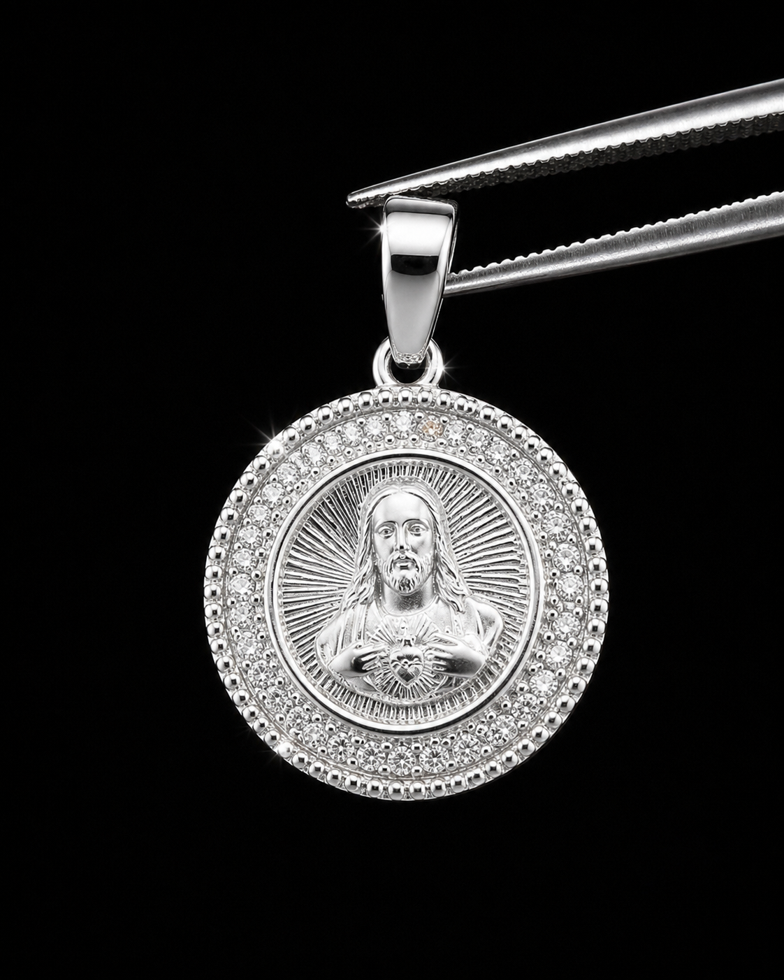 Sacred Heart Jesus Medallion – 925S