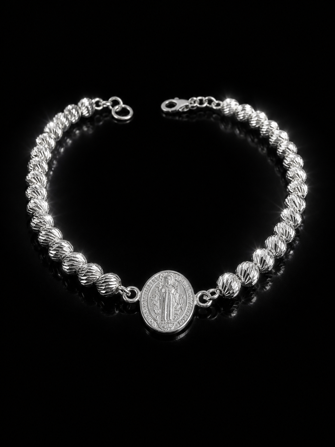 Saint Medal Beaded Bracelet – 925S