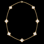 S17.5" | Pearl Essence Seven-Motif Clover Necklace in 10K Yellow Gold
