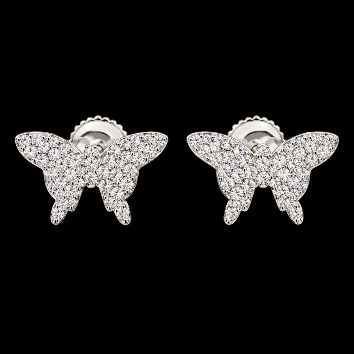 925 Sterling Silver Moissanite Butterfly Stud Earrings – 0.75 CTW