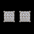925 Sterling Silver Moissanite Square Cluster Stud Earrings – 0.21 CTW