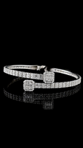 Square Halo Moissanite Bangle – 925S | VVS-D | 8"