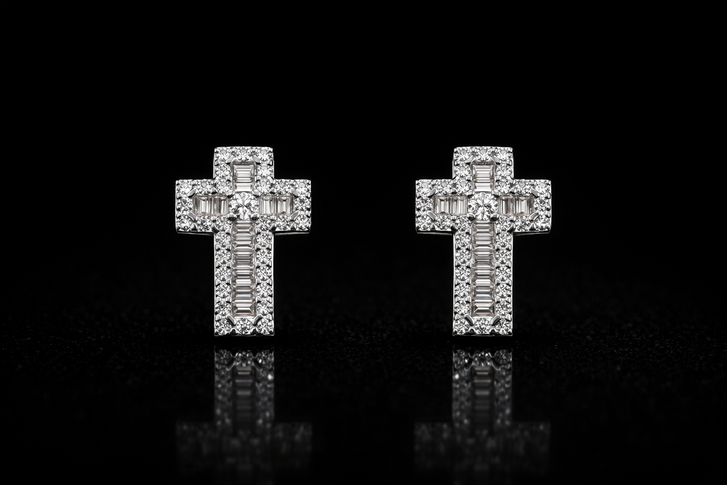 Imperial Cross Stud Earrings 925S | VVS-D