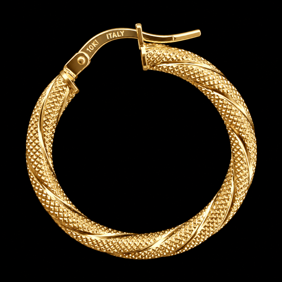 Valentina Diamond-Cut Twisted Hoop Earrings in 10K Italian Yellow Gold