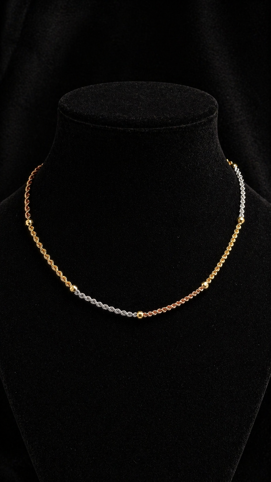 10K Tri-Color Peruvian Gold Rope Chain 18"