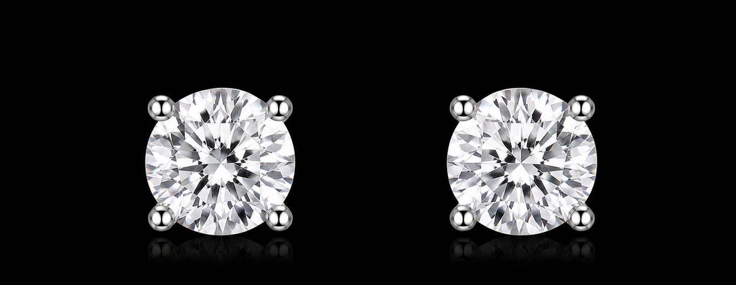925S Round Cut Queen Stud Earrings