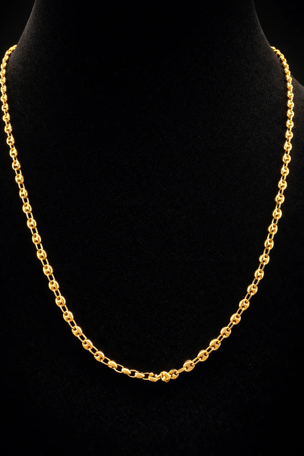 Italy 18K Gold Puffed Mariner Link Chain - 26"